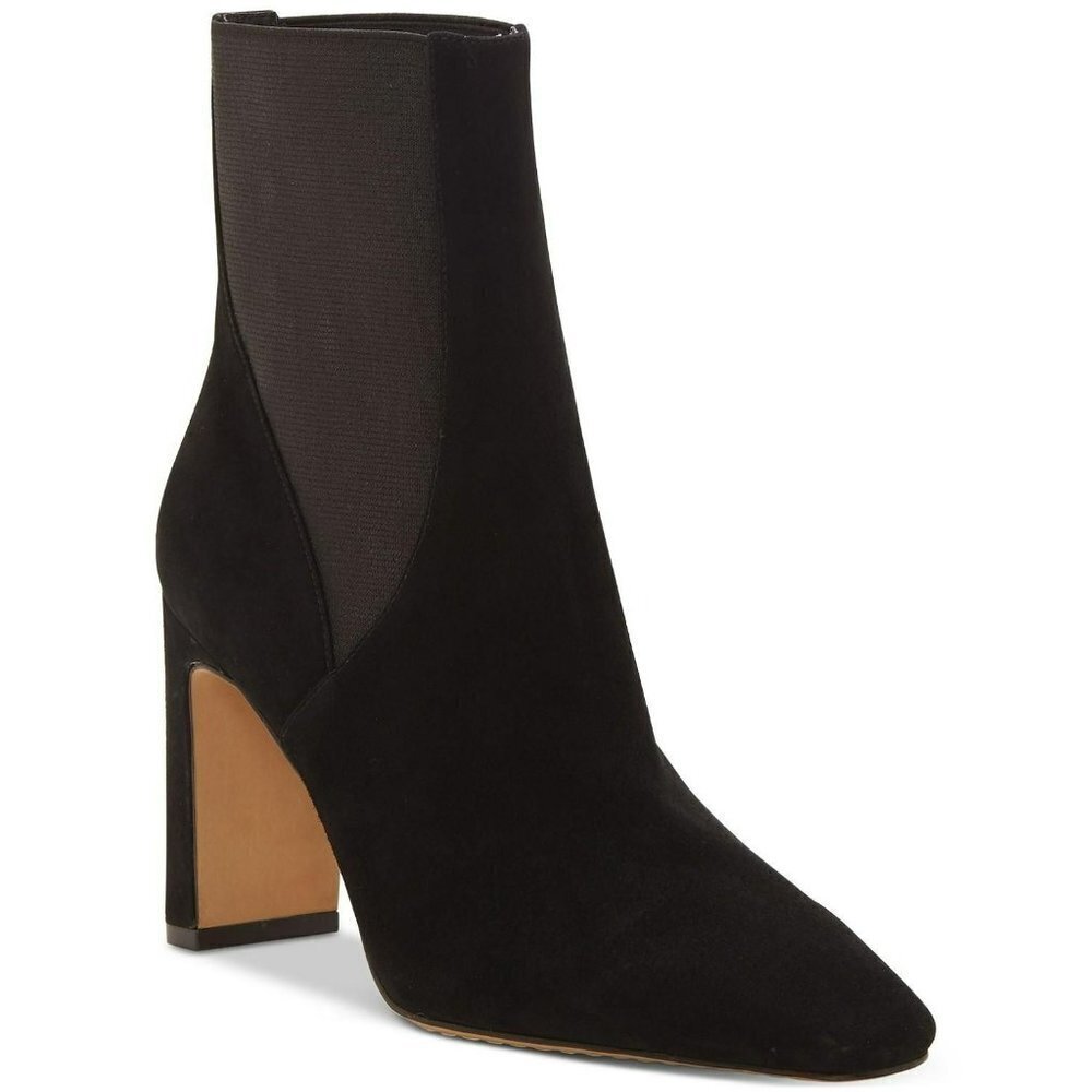 VINCE CAMUTO SEEANA CHELSEA STRETCH BLACK LEATHER BOOTIES, SZ 10, NWB